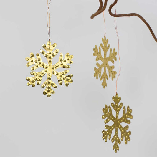 Golden Swedish Snowflake Ornament 2-pack, Brass