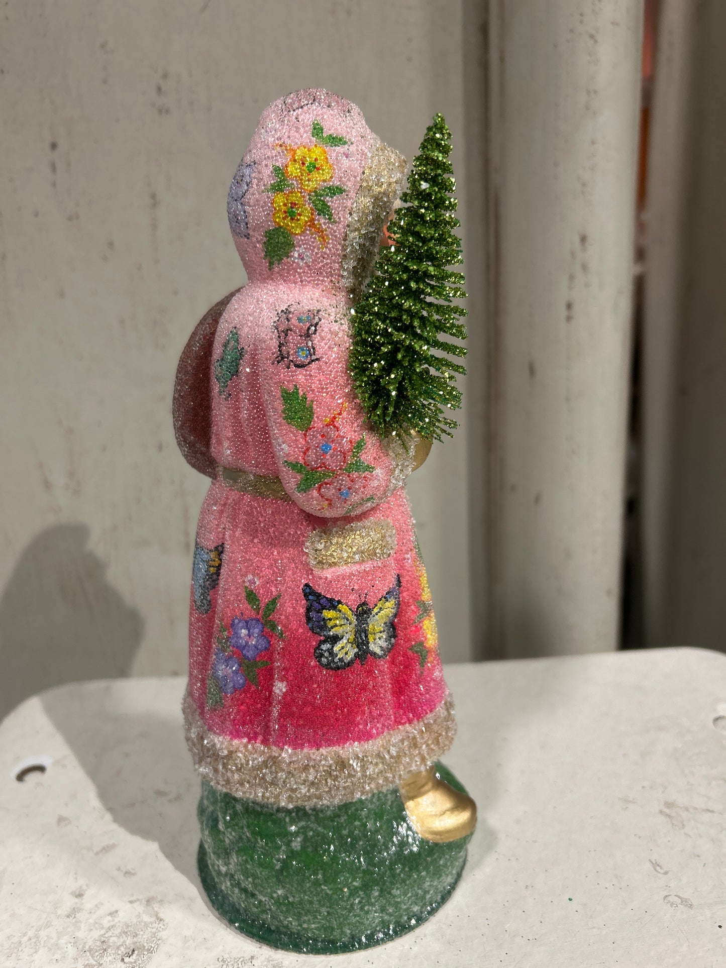 Faded Pink Santa with Butterfly Decoration | Ino Schaller