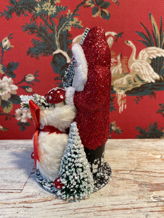 Red Glitter Santa with Bag of Woodland Treats | Ino Schaller