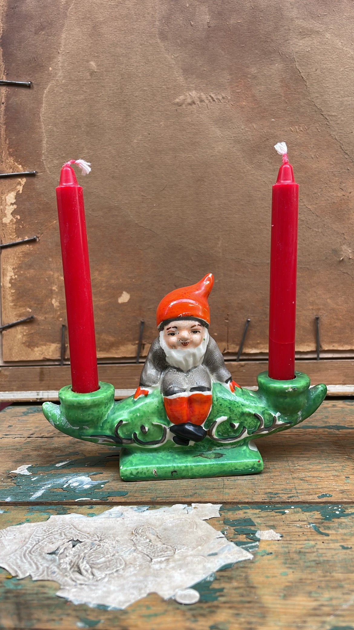 Vintage Scandinavian Nisse Candleholder with Double Tapers