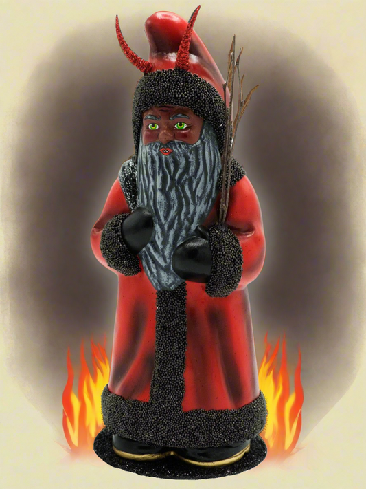 Krampus Santa Red with Switches and Black Beaded Trim - Ino Schaller