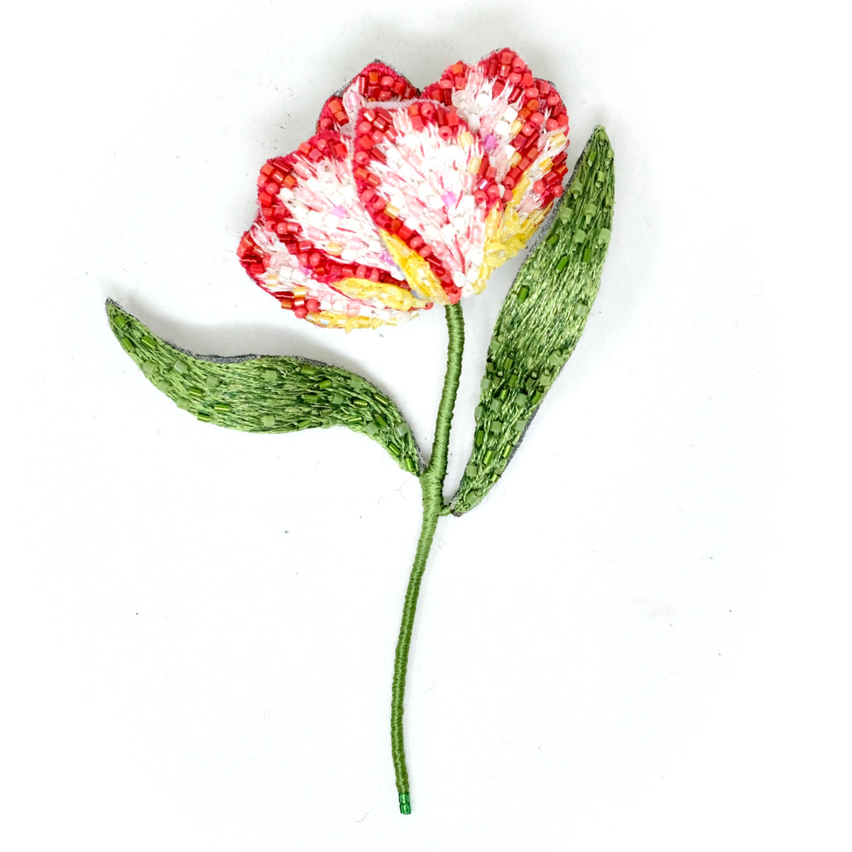 Estella Parrot Tulip hand-embroidered brooch by Trovelore at BON TON goods