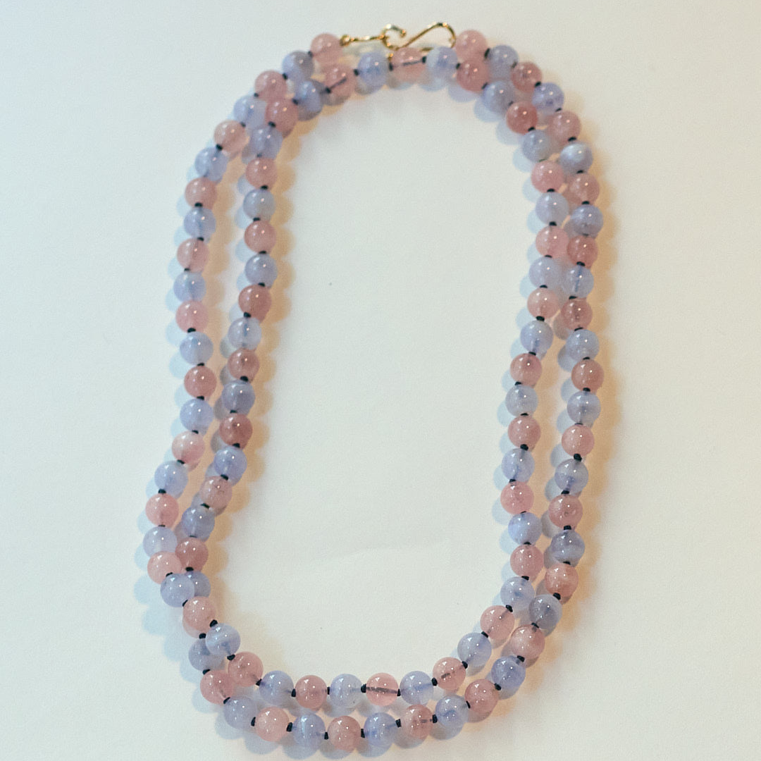 Madagascan Rose Quartz & Blue Lace Agate Necklace | Mikkel Brøgger