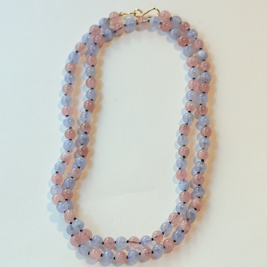 Madagascan Rose Quartz & Blue Lace Agate Necklace | Mikkel Brøgger