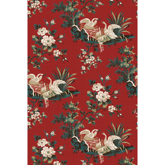 Flowers and Swans Wallpaper | Tapetorama