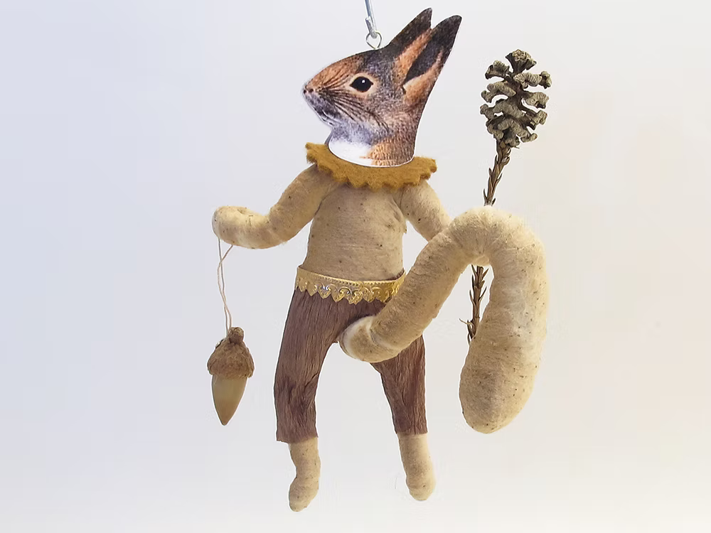 Forest Squirrel Boy Ornament | Vintage by Crystal Spun Cotton Ornament