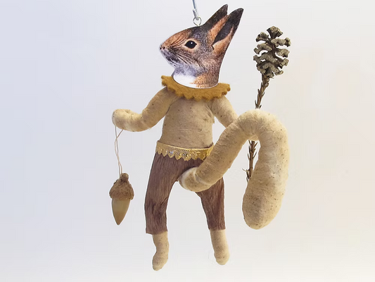 Forest Squirrel Boy Ornament | Vintage by Crystal Spun Cotton Ornament