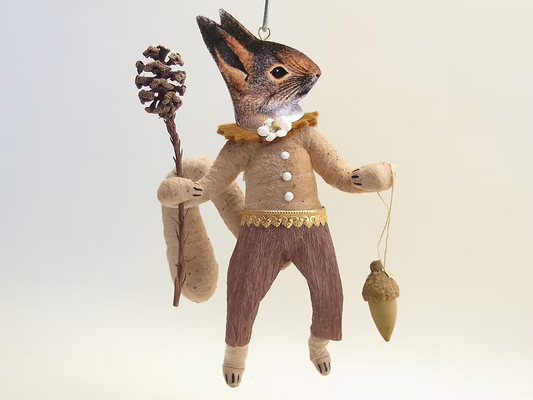 Forest Squirrel Boy Ornament | Vintage by Crystal Spun Cotton Ornament