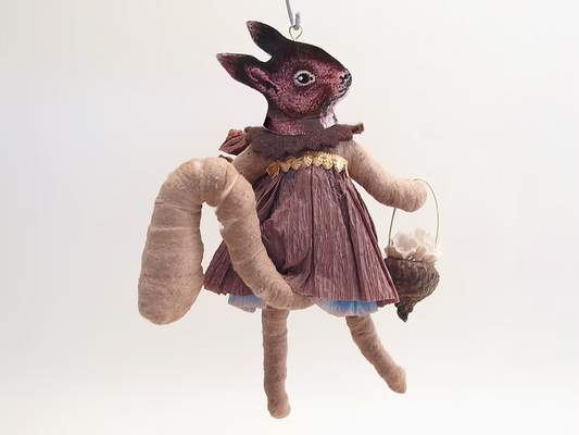Forest Squirrel Girl Ornament | Vintage by Crystal Spun Cotton Ornament