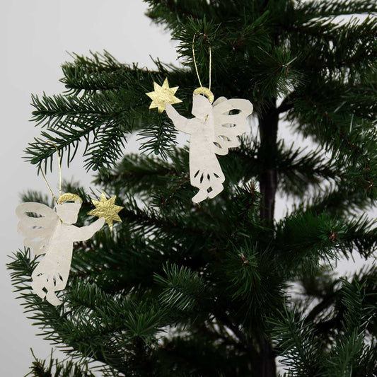 Gloria Angel Christmas Ornaments, Off-White and Gold, Set of 6 by A World of Craft