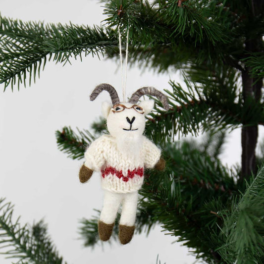 Goat with Glasses Christmas Ornament by A World of Craft