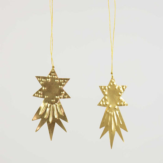 Golden Star Brass Christmas Ornaments, Set of 2 by A World of Craft