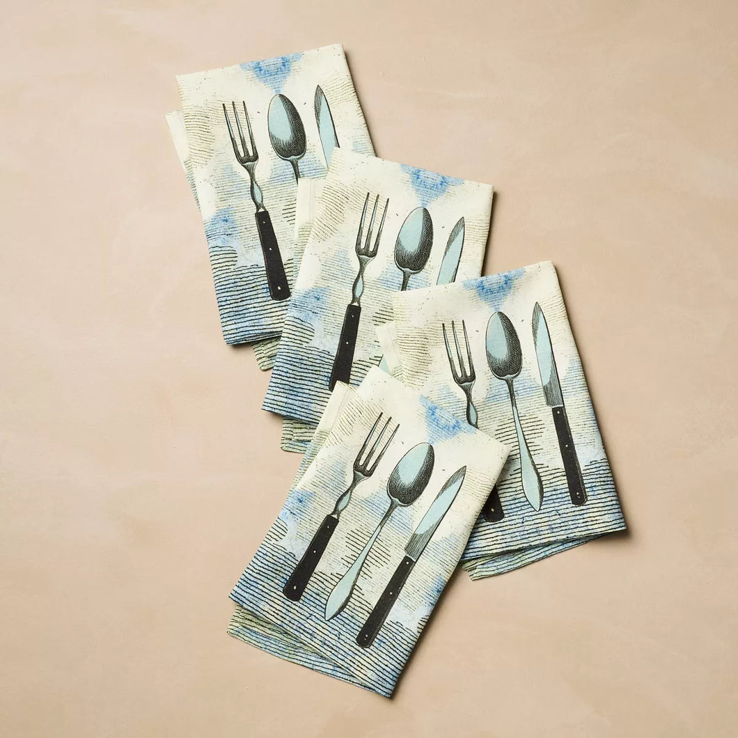 Sky Cutlery Cloth Napkins: Set of Four - John Derian Company