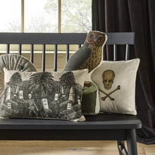 Load image into Gallery viewer, Beaded Skull and Crossbones Square Throw Pillow - John Derian Company
