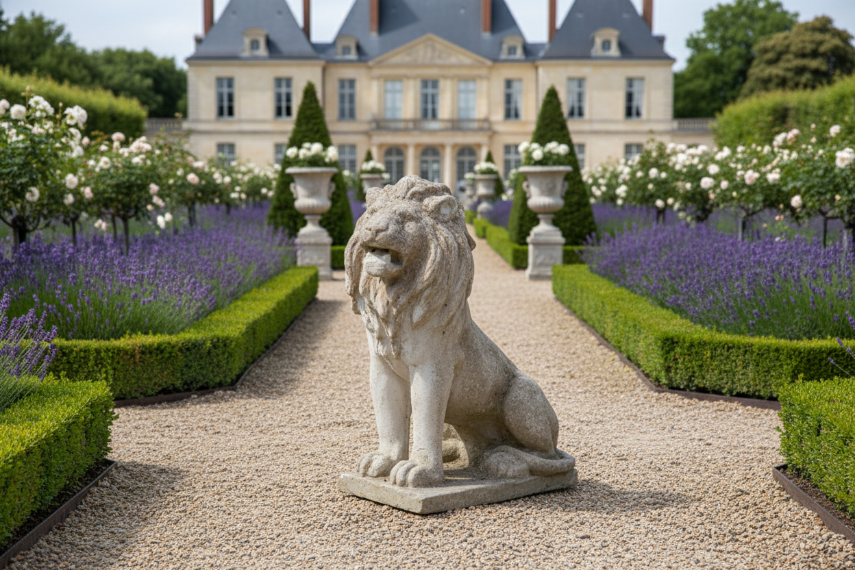 Vintage Lion Garden Sculpture, Concrete, Early 20th Century