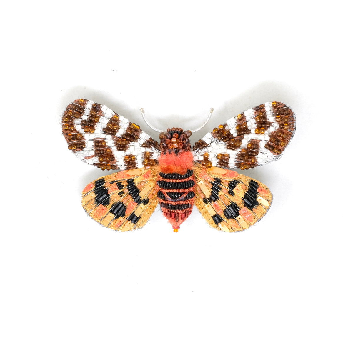 Giant Tiger Moth hand-embroidered brooch by Trovelore at BON TON goods