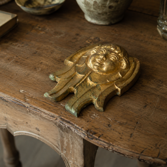 Gilded Bronze Cherub Wall Relief
