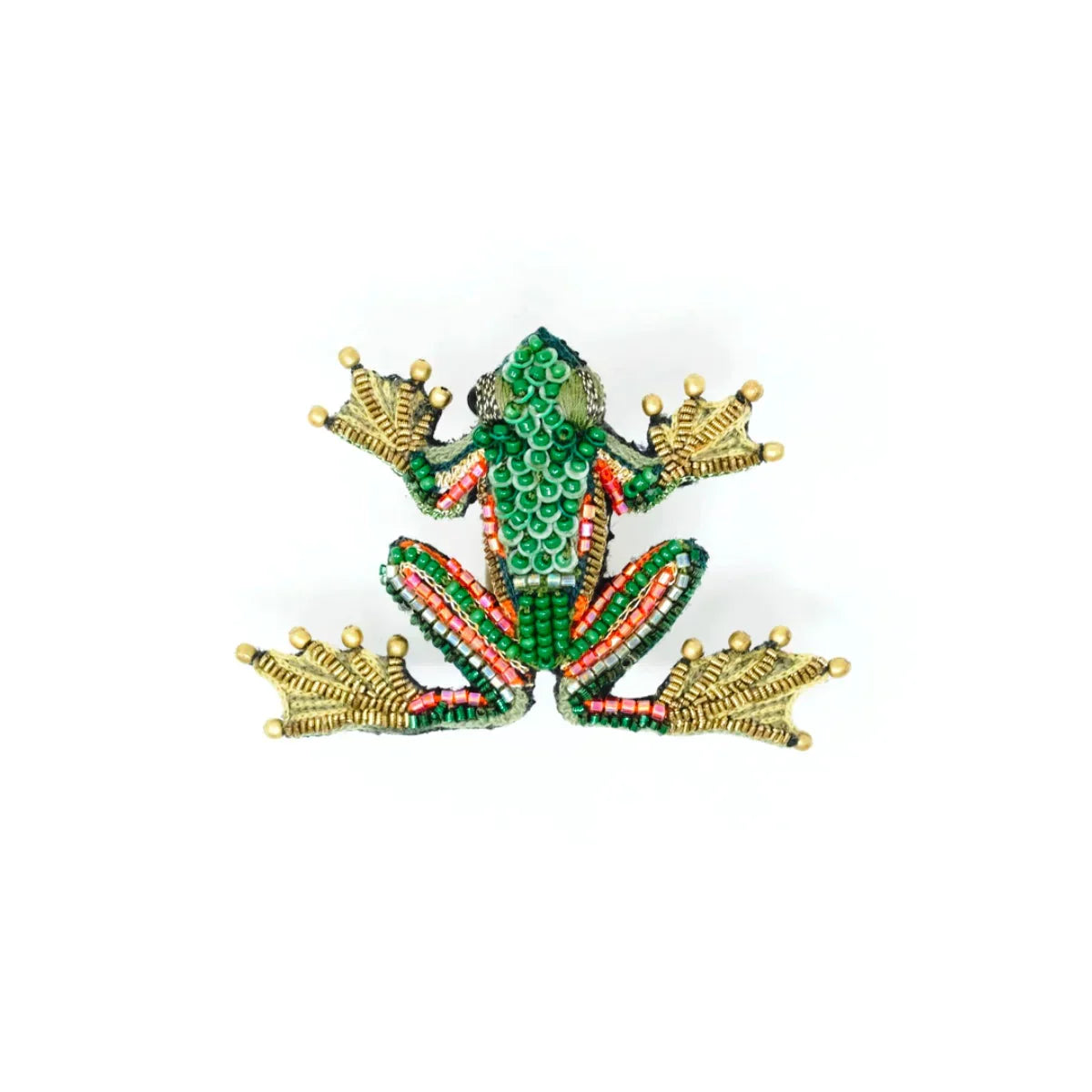 Green Flying Frog Brooch Pin | Trovelore