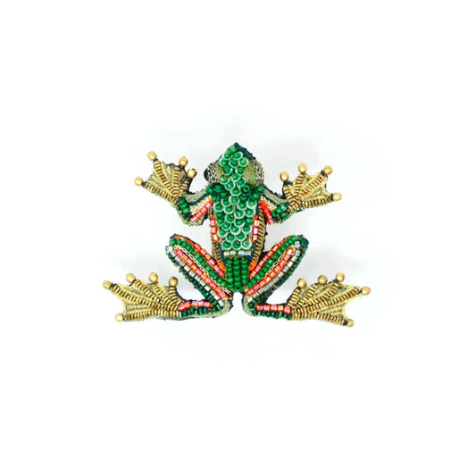 Green Flying Frog Brooch Pin | Trovelore
