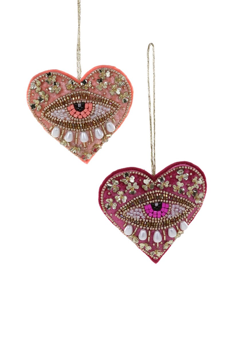 Heart Ojo-Pink Christmas Ornament
