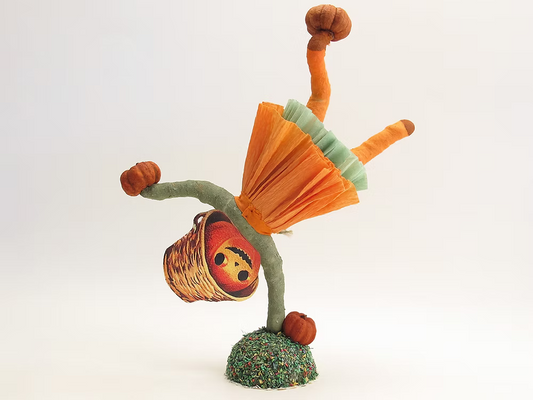 Handstand Pumpkin Gal Figure | Vintage by Crystal Spun Cotton Ornament