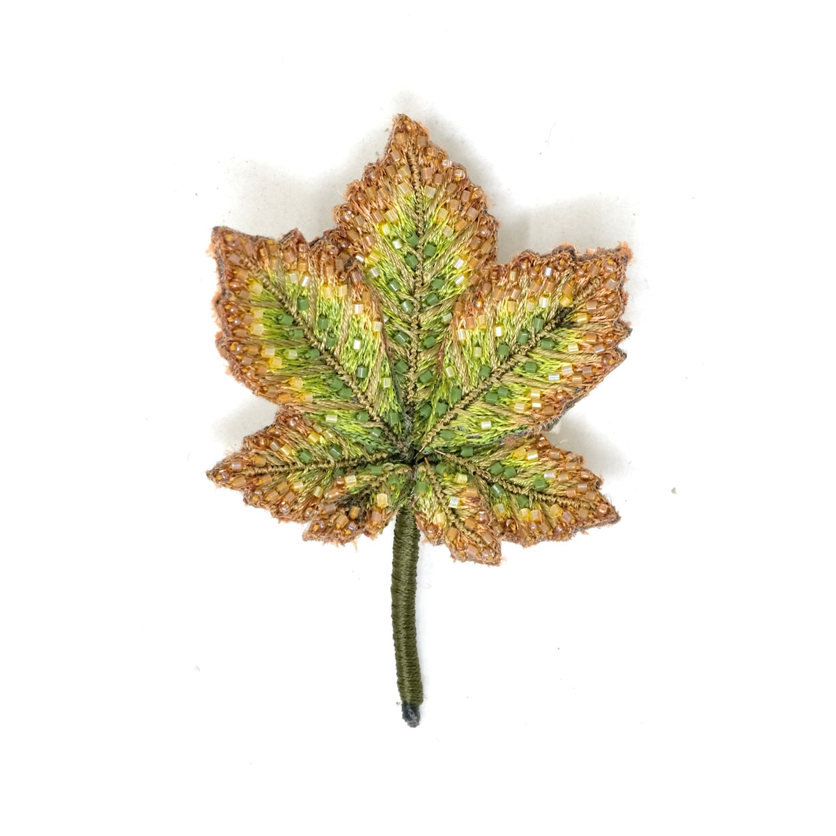 Horse Chestnut Leaf hand-embroidered brooch by Trovelore at BON TON goods