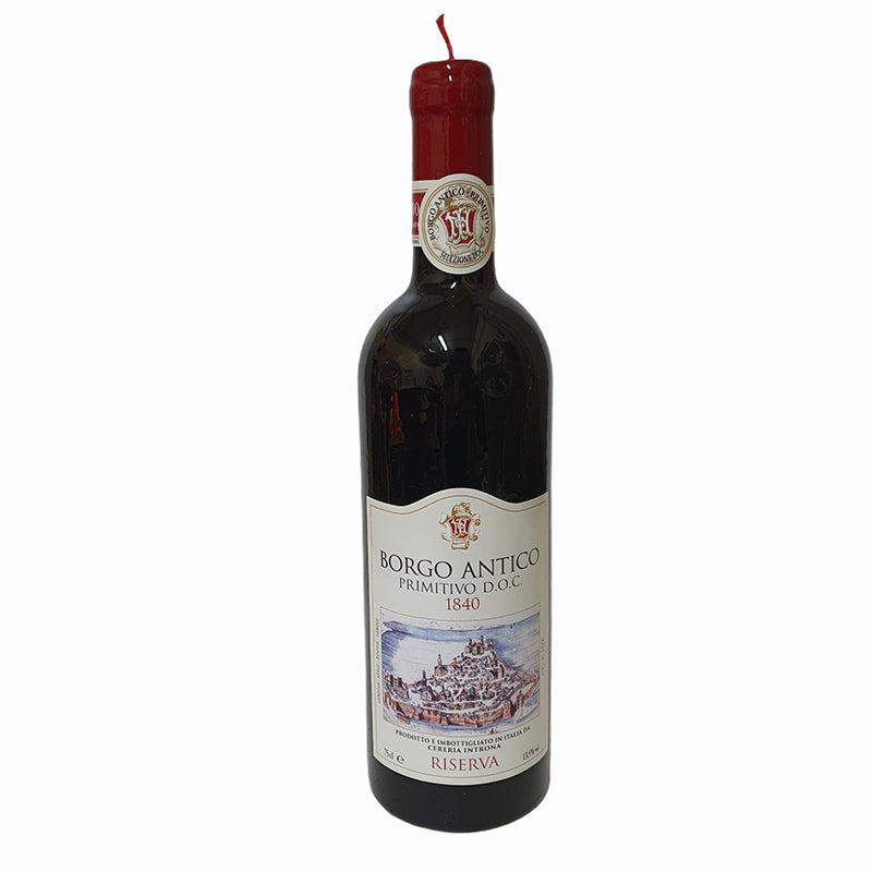 Primitivo Wine Bottle Wax Candle handmade in Italy by Cereria Introna