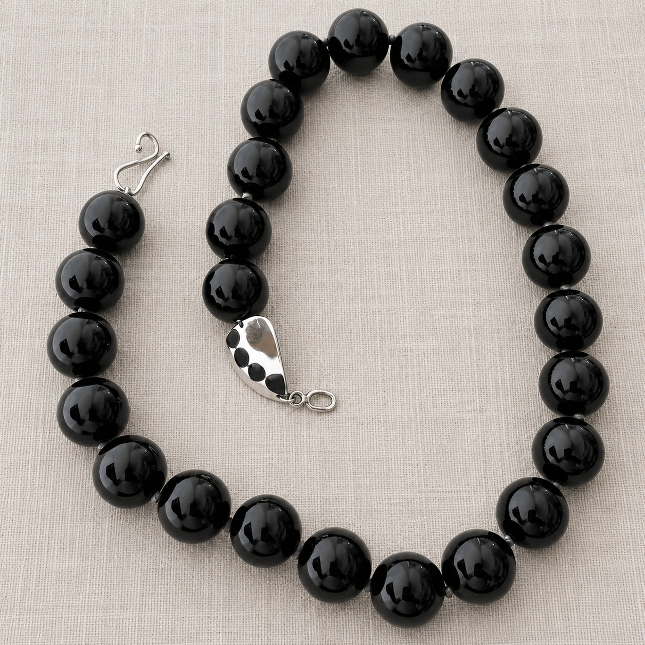 Black Agate & Silver Stone Link Necklace | Mikkel Brøgger