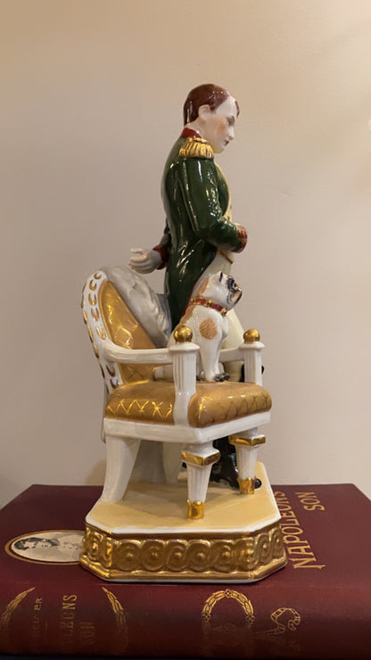 Napoleon Figurine with Pug on Chair