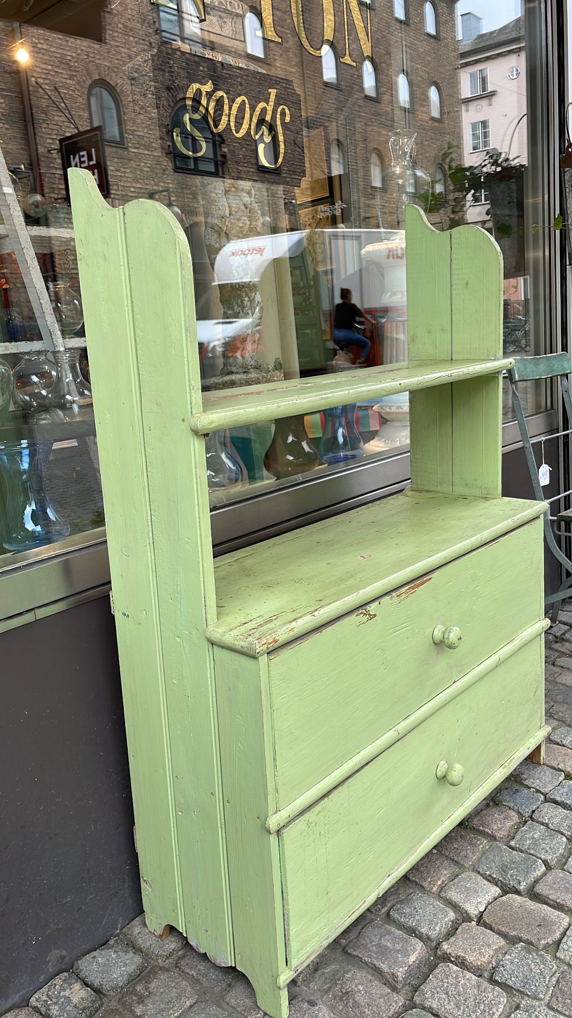 Vintage Green Baker's Cabinet