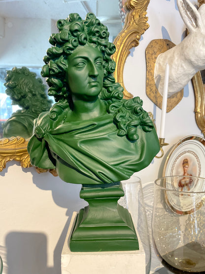Green King Louis Xiv Bust Christmas Ornament