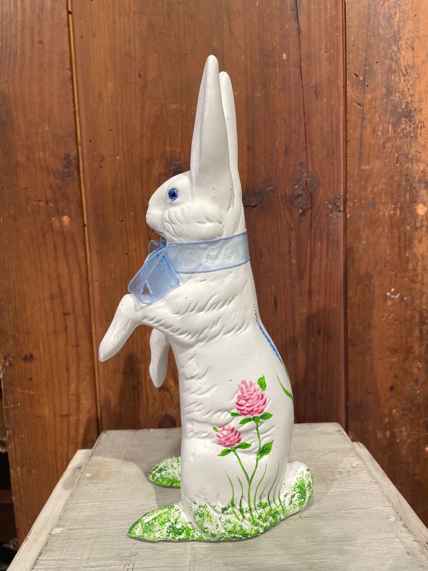 White Bunny Upright with Hand Painted Flower Decorations, Medium | Ino Schaller