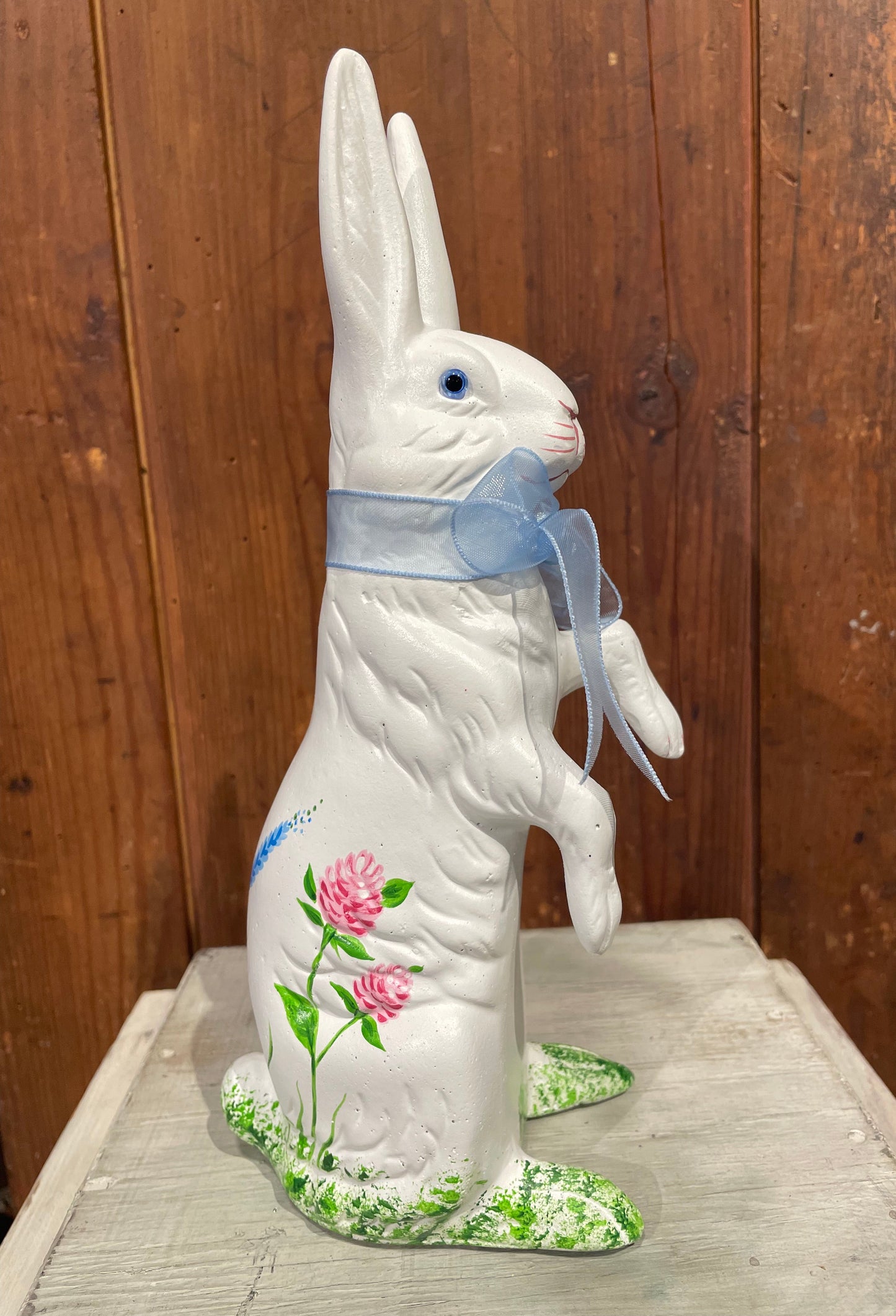 White Bunny Upright with Hand Painted Flower Decorations, Medium | Ino Schaller