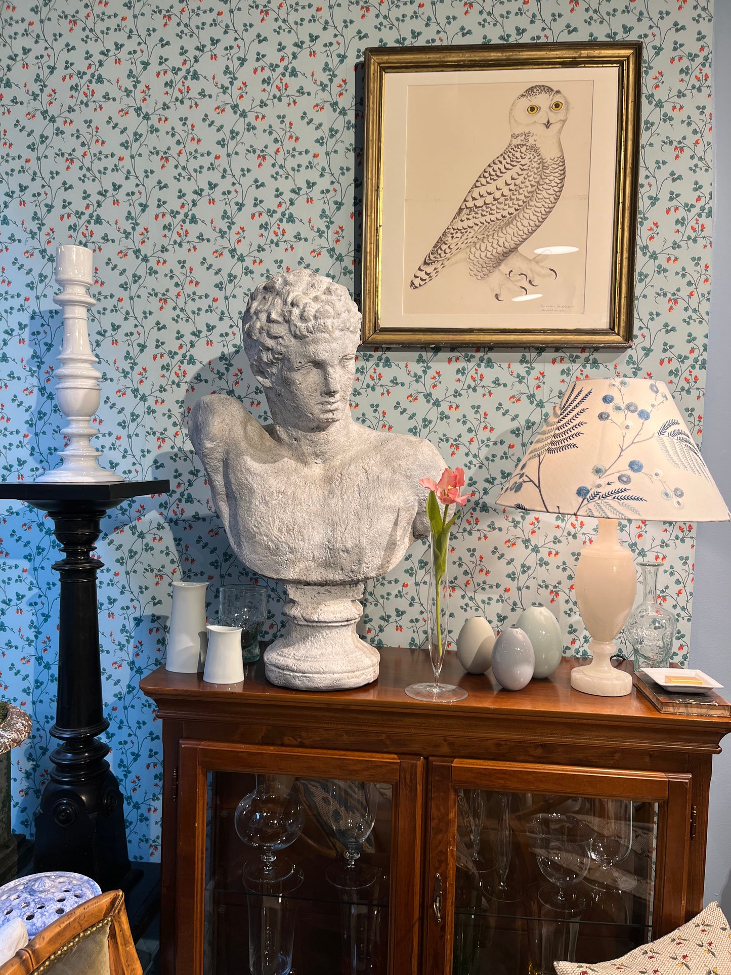 Alabaster Table Lamp with Shade, 20th Century