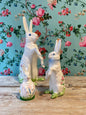 White Bunny Sitting with Bow - Large, Candy Box - Hand Painted Flower Decorations | Ino Schaller
