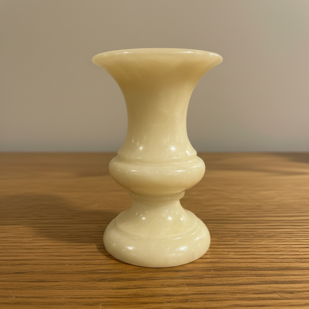 Alabaster Mini Candlestick in Classical Trumpet Form