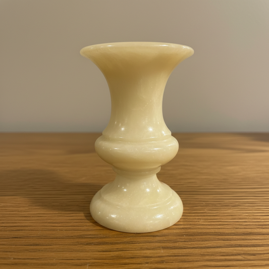 Alabaster Mini Candlestick in Classical Trumpet Form