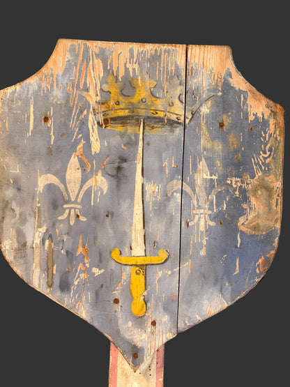 Antique French Ceremonial Heraldic Shield on Stand, 19th Century