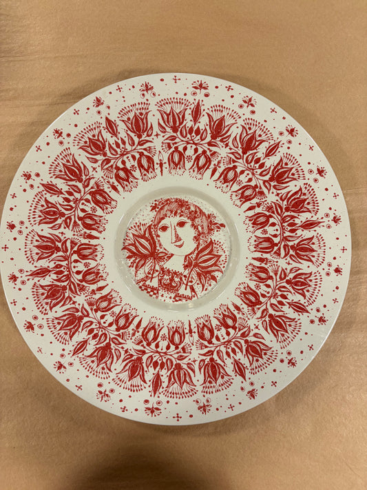 Vintage Bjørn Wiinblad Red Floral Wall Plaque for Nymølle, Denmark