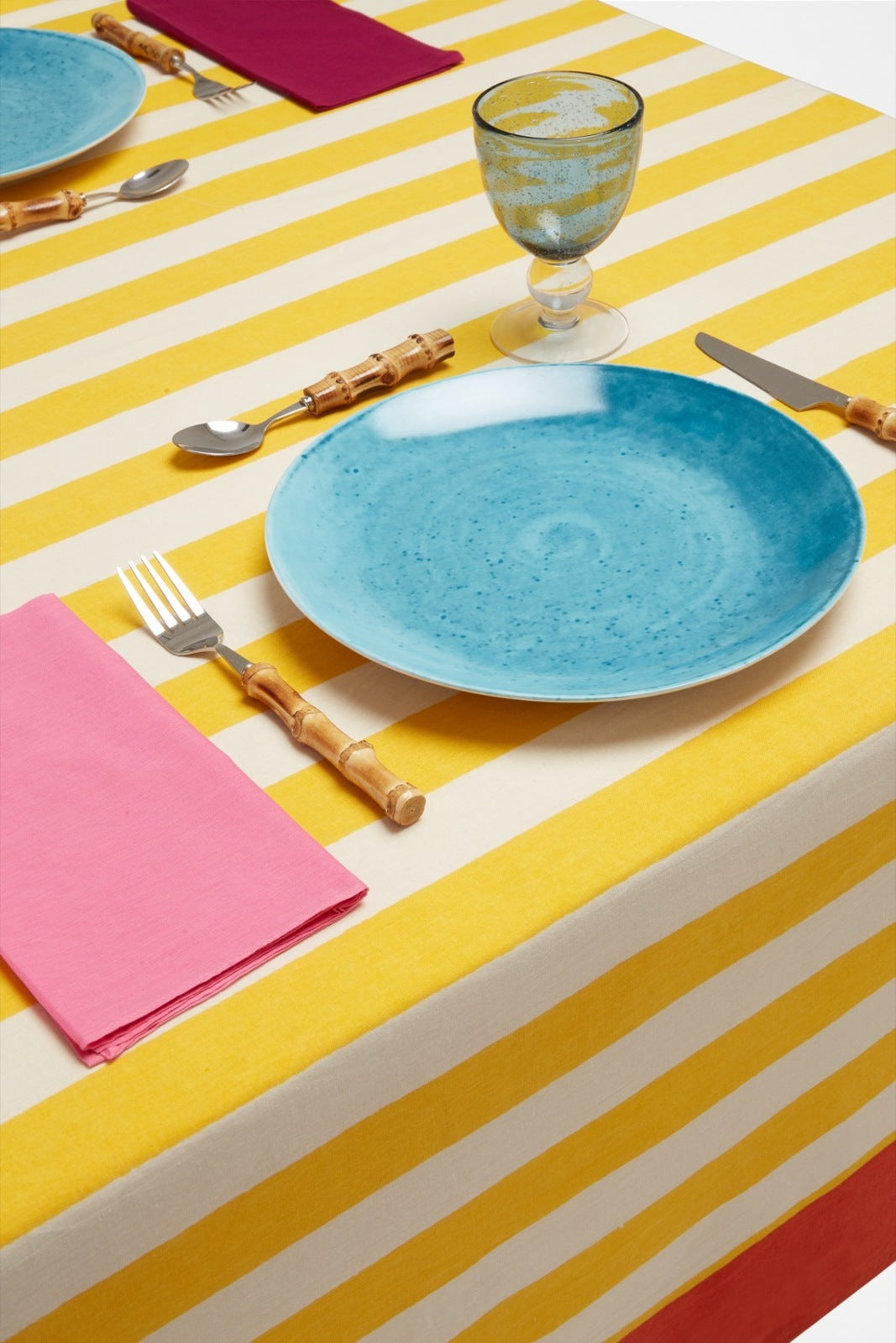 La Veste X Lisa Corti Nizam Stripes Sun Yellow Natural - Cotton Cloth 180x180 Lisa Corti