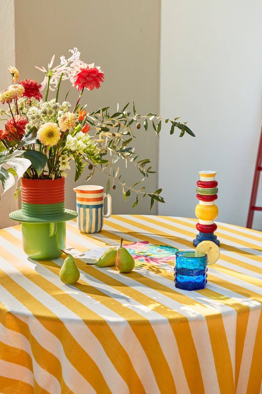 La Veste X Lisa Corti Nizam Stripes Sun Yellow Natural - Cotton Cloth 180x180 Lisa Corti
