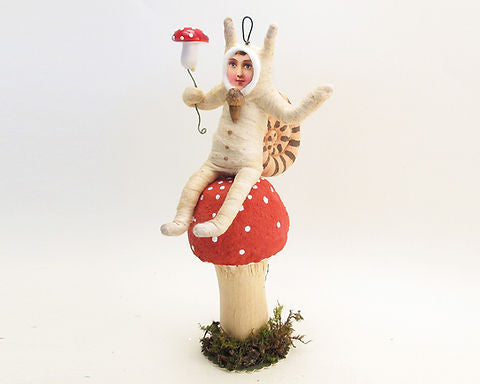 Snail Child On Mushroom - Vintage by Crystal | Vintage by Crystal Spun Cotton Ornament