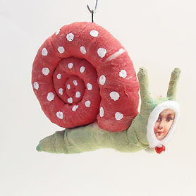 Snail Person -Red Shell Ornament - Vintage by Crystal