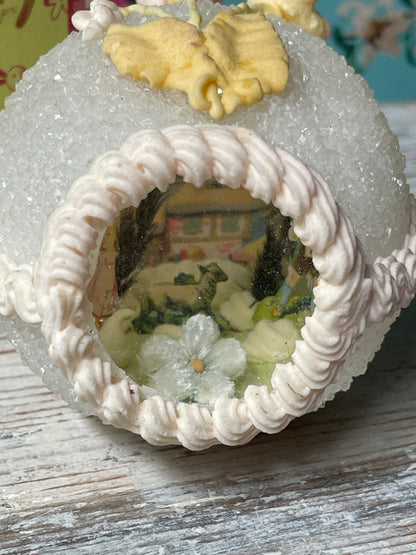 Vintage Swedish Sugar Egg with Diorama – Handmade Easter Decoration