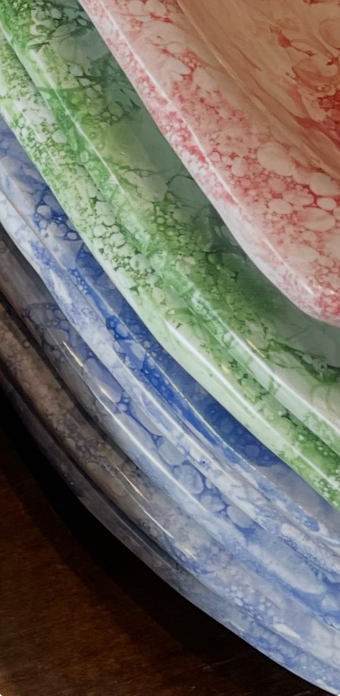 Large Marbled Dinner Plate, Dark Green | Handmade Erik Bendtsen Ceramics