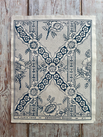 'Guirlande Fleurs' Bleu Indigo Handmade Domino Paper | Antoinette Poisson