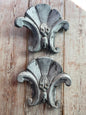 Pair of Antique French Zinc Fleur-de-Lis Architectural Finials