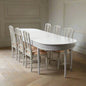 Swedish Gustavian Style Dining Table with Two Leaves and Six Chairs