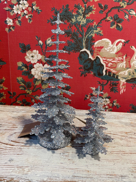 Silver Glitter Spruce - Cardboard Christmas Tree -  11cm | Ino Schaller