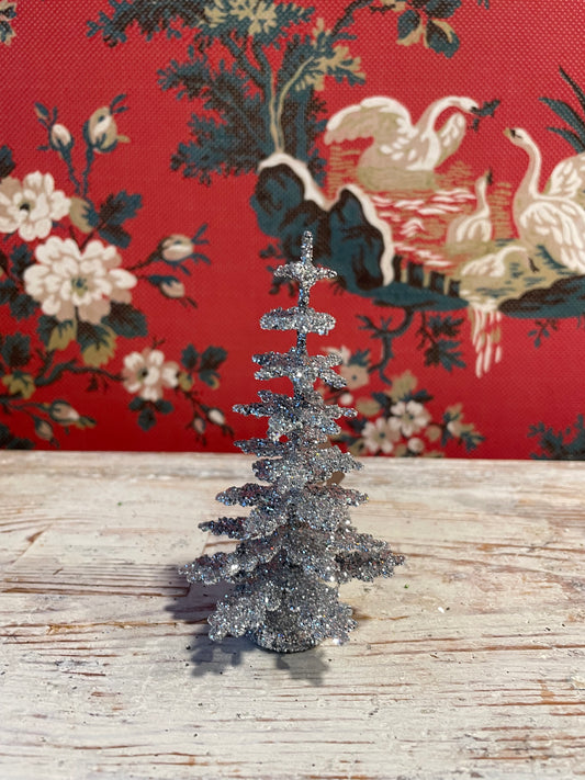Silver Glitter Spruce - Cardboard Christmas Tree -  11cm | Ino Schaller